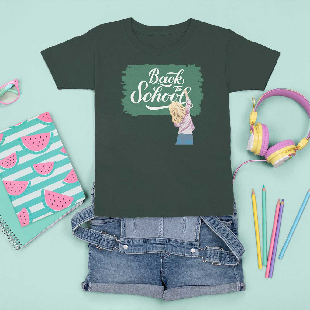 Back To School T Shirt For Kid Student Toddler Girl Green Board TS11 Dark Forest Green Print Your Wear