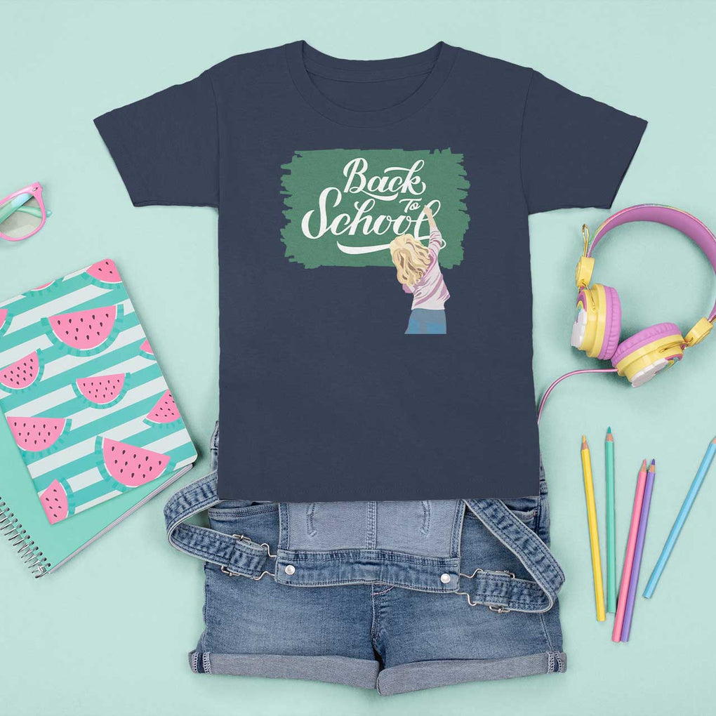 Back To School T Shirt For Kid Student Toddler Girl Green Board TS11 Navy Print Your Wear