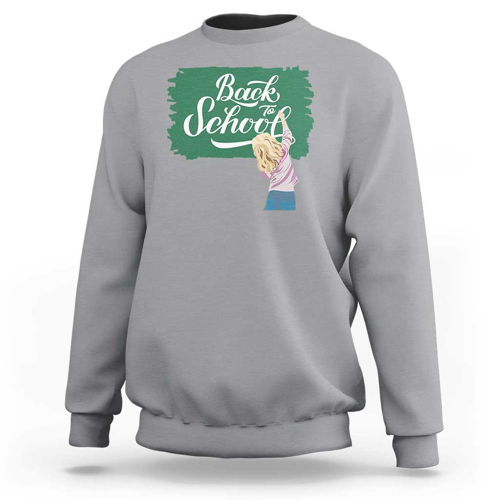 Back To School Sweatshirt Student Toddler Girl Green Board TS11 Sport Gray Print Your Wear
