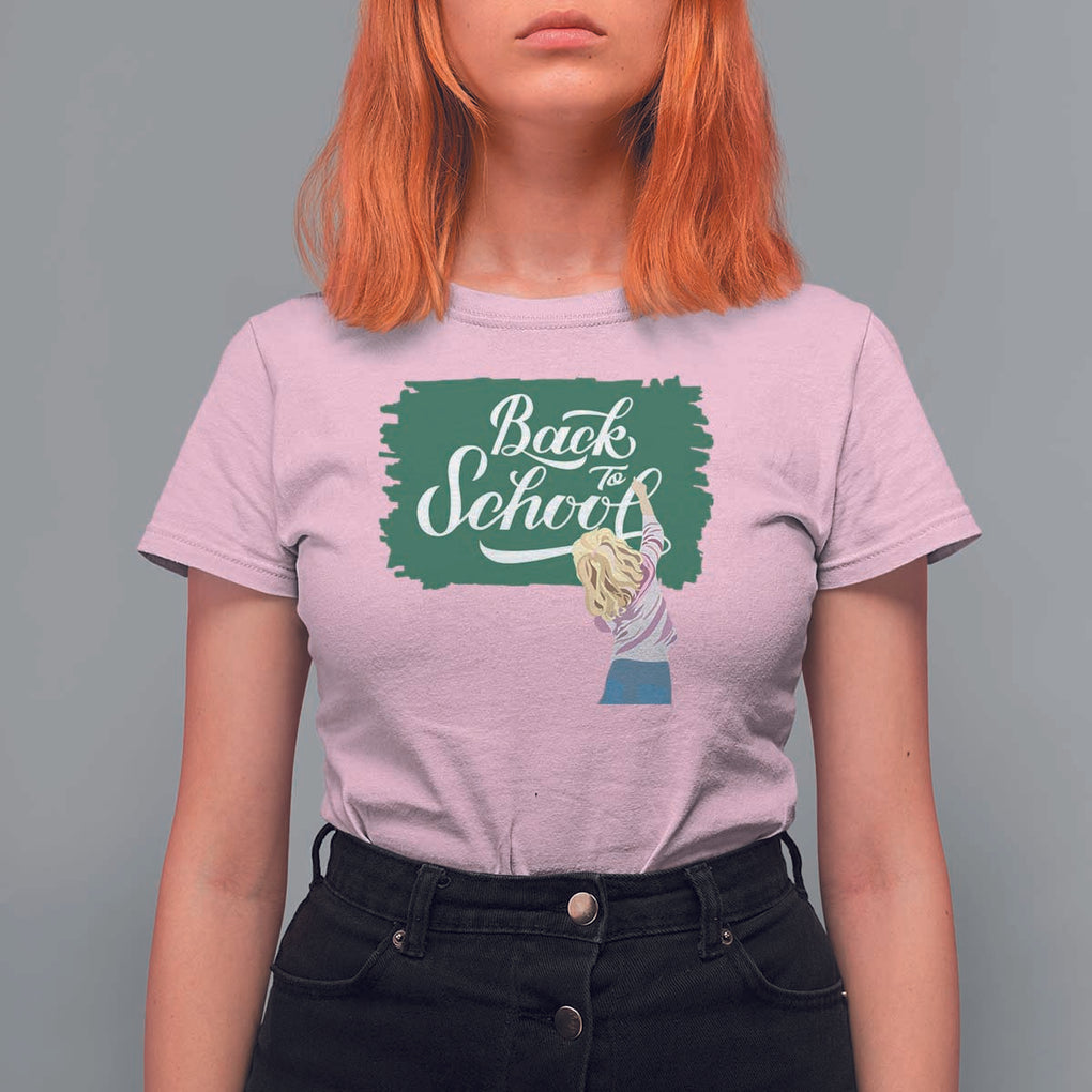 Back To School T Shirt For Women Student Toddler Girl Green Board TS11 Light Pink Print Your Wear