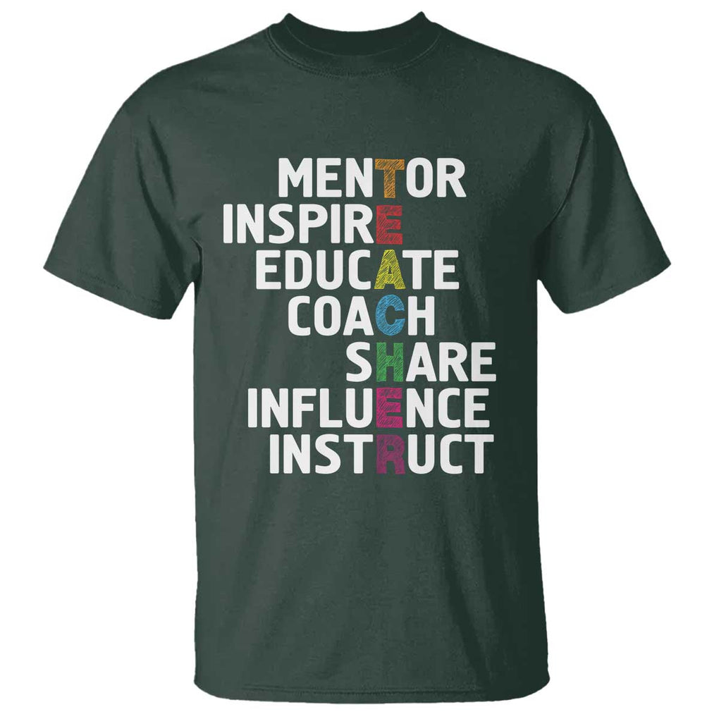 Inspirational Educator Teacher T Shirt Back To School Mentor Coach TS11 Dark Forest Green Print Your Wear