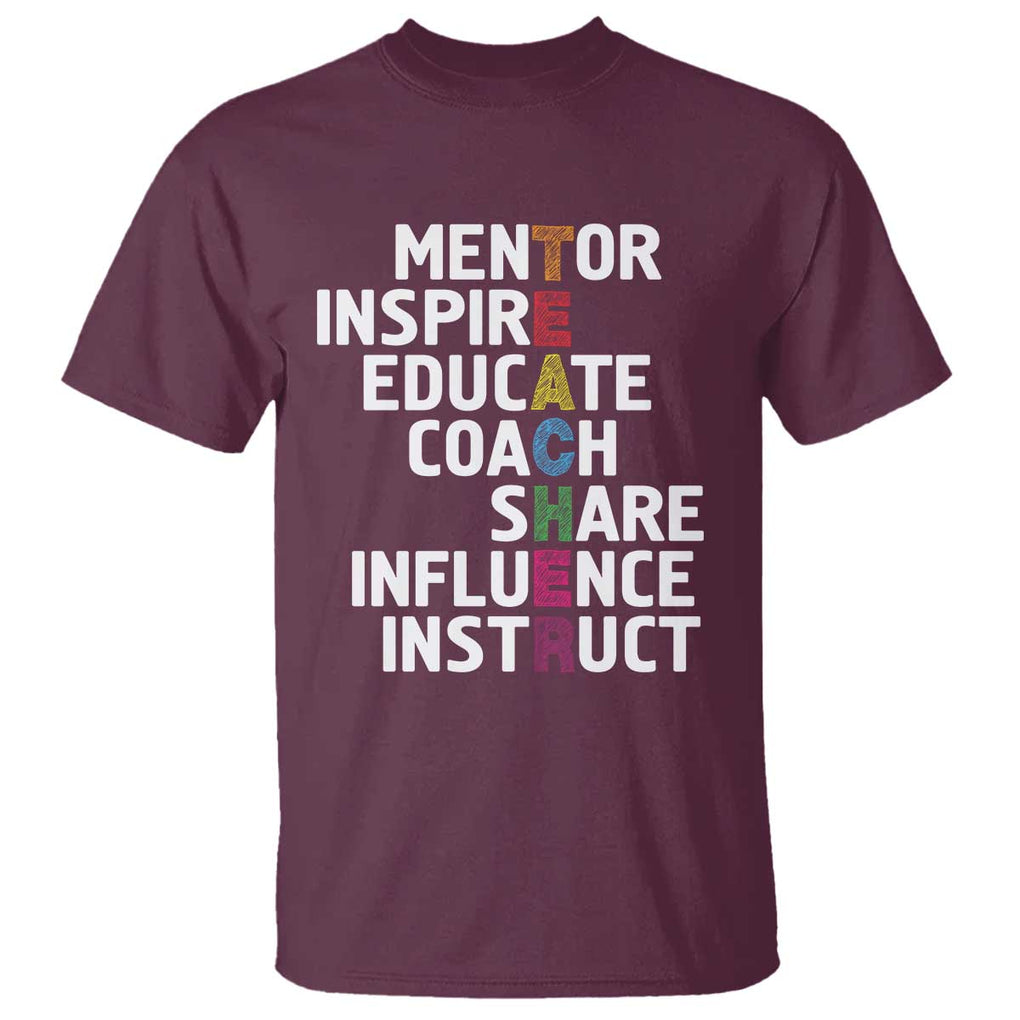 Inspirational Educator Teacher T Shirt Back To School Mentor Coach TS11 Maroon Print Your Wear