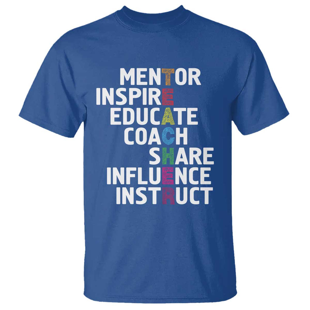 Inspirational Educator Teacher T Shirt Back To School Mentor Coach TS11 Royal Blue Print Your Wear