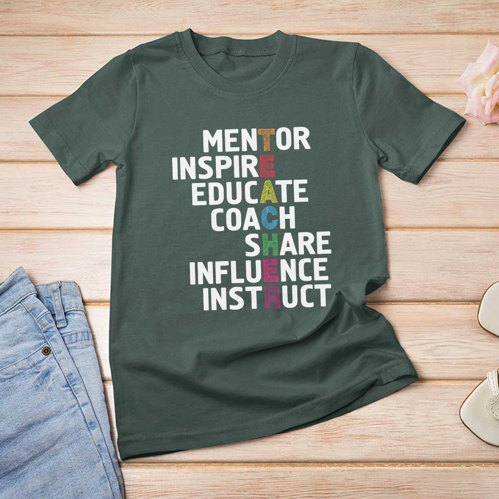 Inspirational Educator Teacher T Shirt For Women Back To School Mentor Coach TS11 Dark Forest Green Print Your Wear