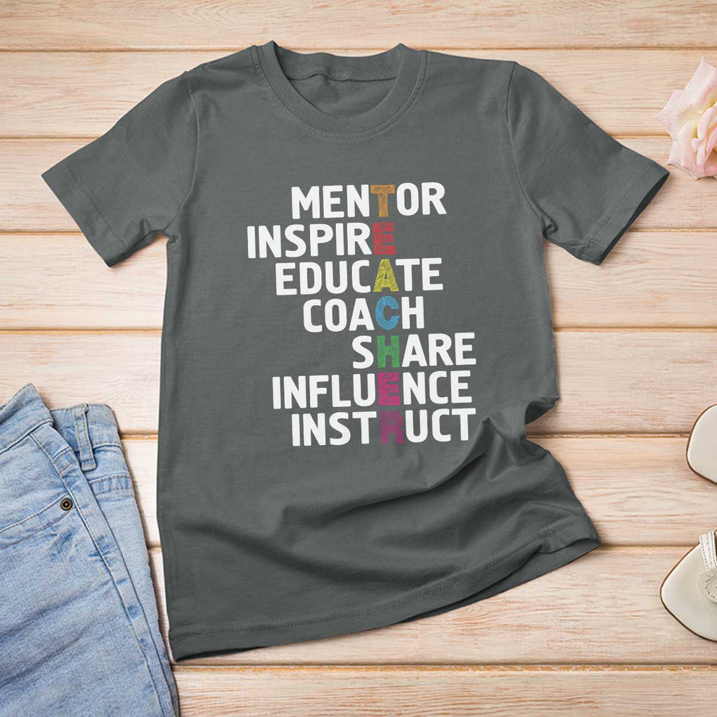 Inspirational Educator Teacher T Shirt For Women Back To School Mentor Coach TS11 Dark Heather Print Your Wear