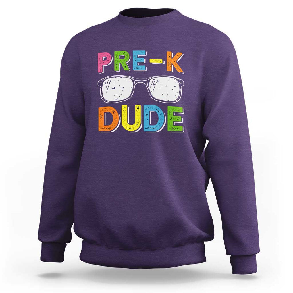 Pre-K Dude Sweatshirt First Day Of School Glasses Nerd TS11 Purple Print Your Wear