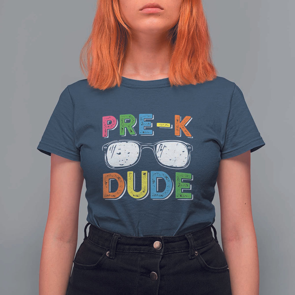 Pre-K Dude T Shirt For Women First Day Of School Glasses Nerd TS11 Navy Print Your Wear