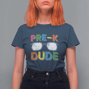 Pre-K Dude T Shirt For Women First Day Of School Glasses Nerd TS11 Navy Print Your Wear