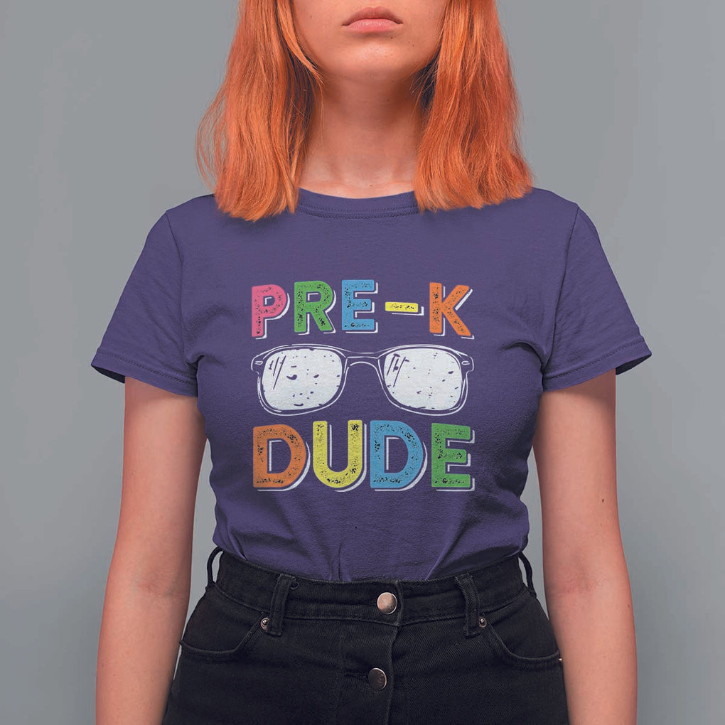 Pre-K Dude T Shirt For Women First Day Of School Glasses Nerd TS11 Purple Print Your Wear