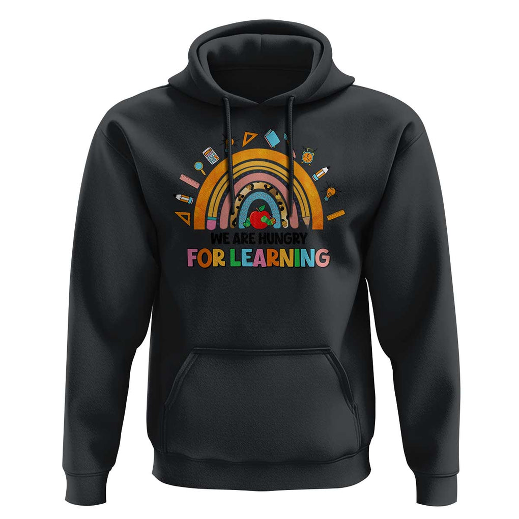 We Are Hungry For Learning Hoodie Back To School Rainbow Caterpillar Apple TS11 Black Print Your Wear
