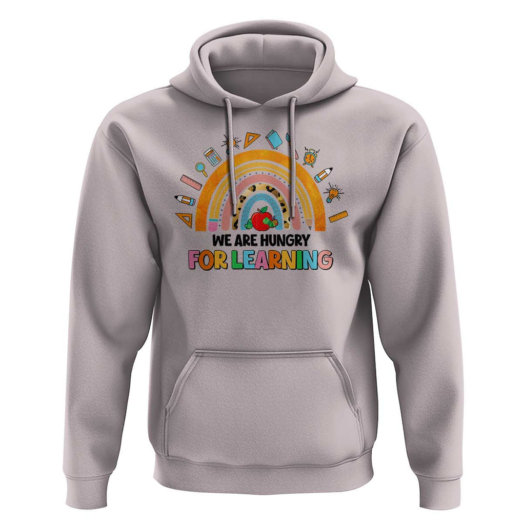We Are Hungry For Learning Hoodie Back To School Rainbow Caterpillar Apple TS11 Ice Gray Print Your Wear