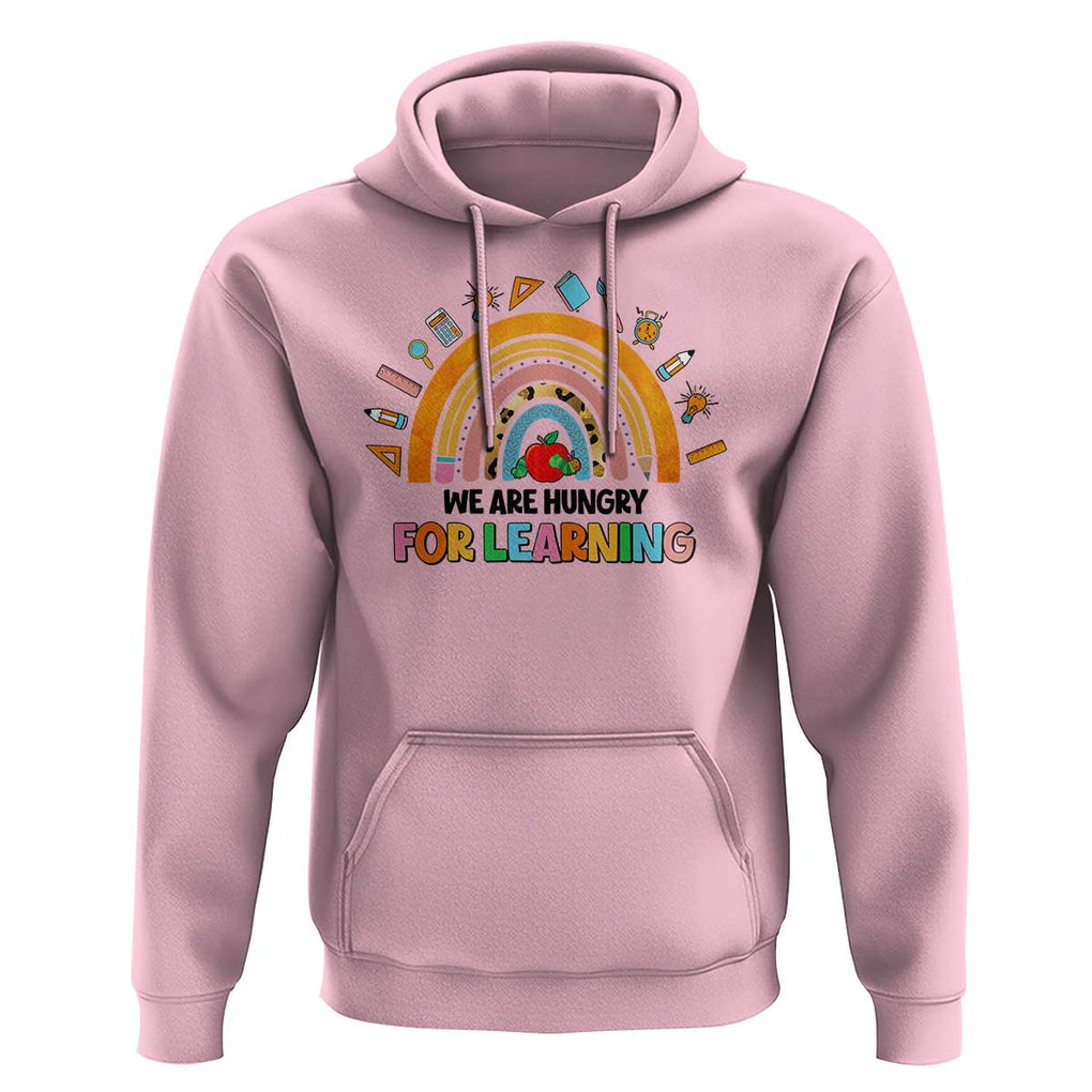 We Are Hungry For Learning Hoodie Back To School Rainbow Caterpillar Apple TS11 Light Pink Print Your Wear