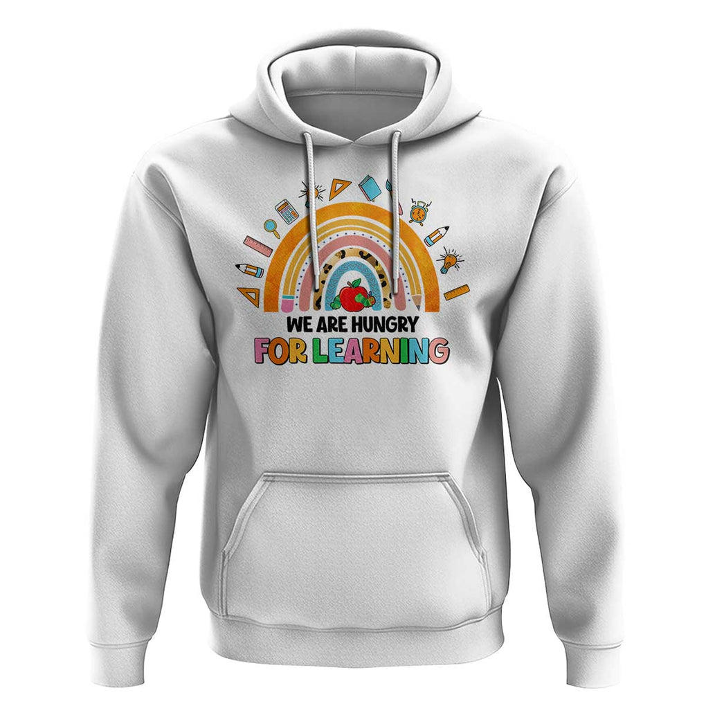 We Are Hungry For Learning Hoodie Back To School Rainbow Caterpillar Apple TS11 White Print Your Wear