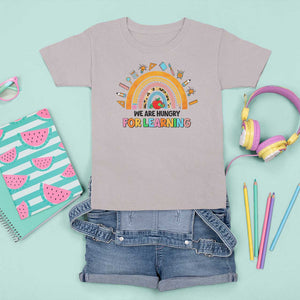 We Are Hungry For Learning T Shirt For Kid Back To School Rainbow Caterpillar Apple TS11 Ice Gray Print Your Wear