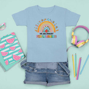 We Are Hungry For Learning T Shirt For Kid Back To School Rainbow Caterpillar Apple TS11 Light Blue Print Your Wear