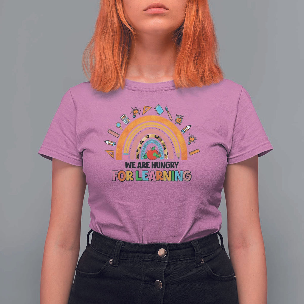 We Are Hungry For Learning T Shirt For Women Back To School Rainbow Caterpillar Apple TS11 Azalea Print Your Wear