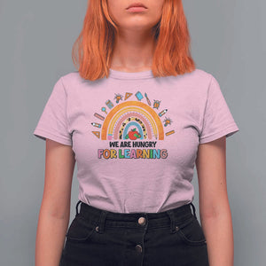 We Are Hungry For Learning T Shirt For Women Back To School Rainbow Caterpillar Apple TS11 Light Pink Print Your Wear