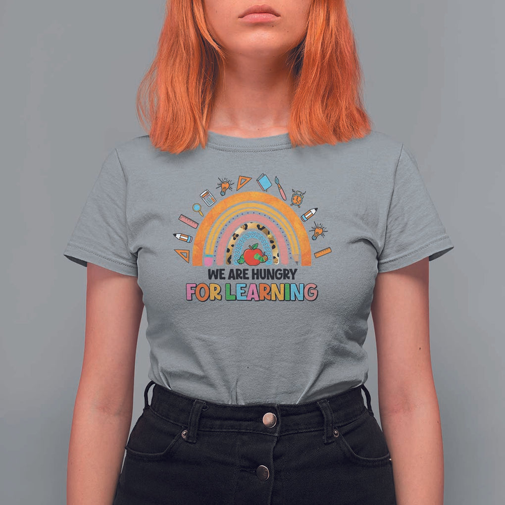 We Are Hungry For Learning T Shirt For Women Back To School Rainbow Caterpillar Apple TS11 Sport Gray Print Your Wear