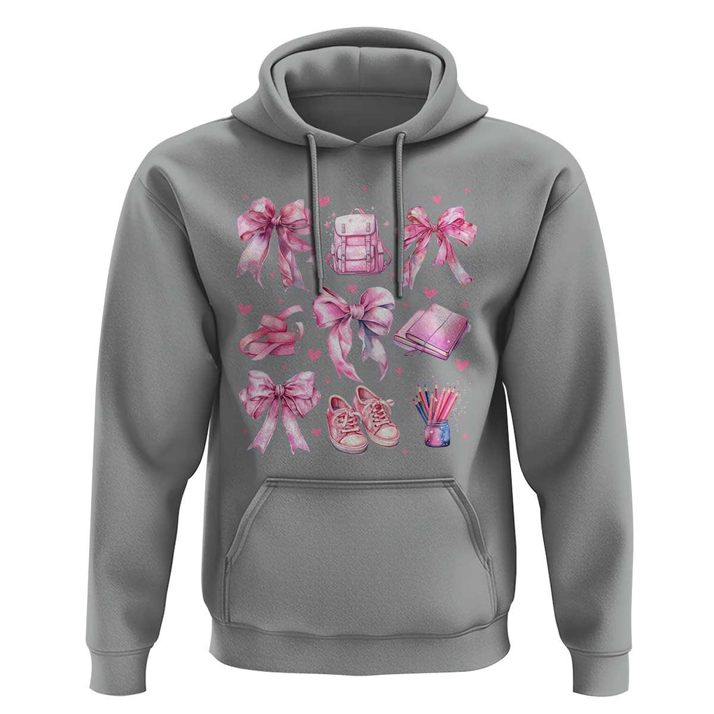 Coquette School Hoodie Pink Bow Heart Backpack Note Tape Pencil TS11 Sport Gray Print Your Wear