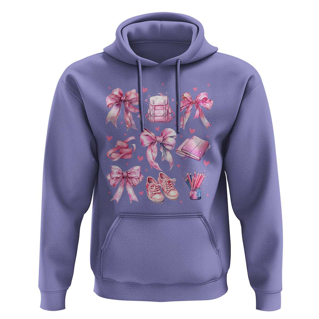 Coquette School Hoodie Pink Bow Heart Backpack Note Tape Pencil TS11 Violet Print Your Wear