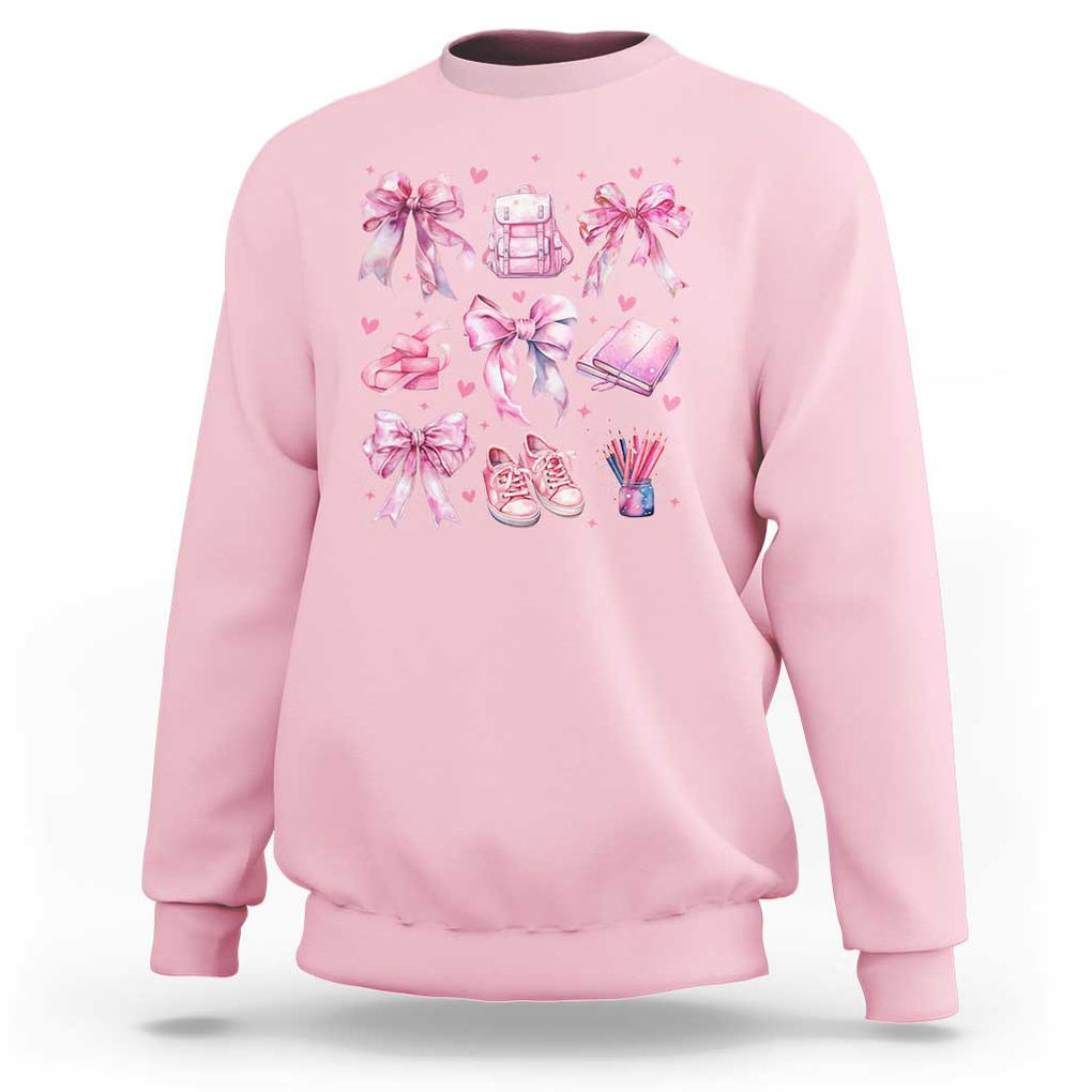 Coquette School Sweatshirt Pink Bow Heart Backpack Note Tape Pencil TS11 Light Pink Print Your Wear