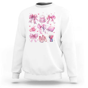 Coquette School Sweatshirt Pink Bow Heart Backpack Note Tape Pencil TS11 White Print Your Wear