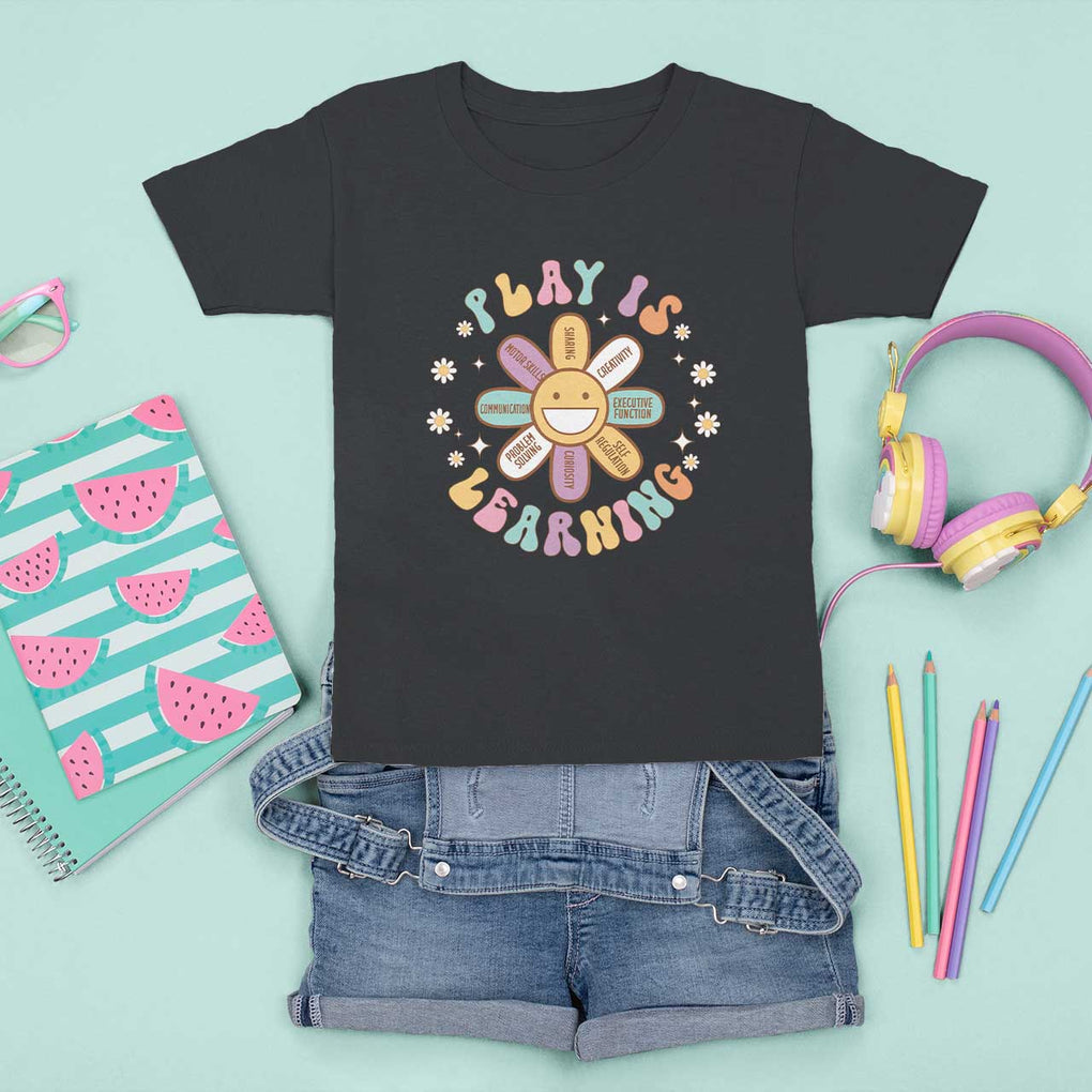 Play Is Learning T Shirt For Kid Teachers Inspirational Retro Groovy Daisy TS11 Black Print Your Wear