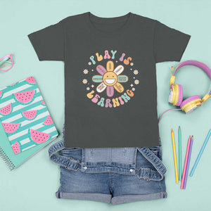 Play Is Learning T Shirt For Kid Teachers Inspirational Retro Groovy Daisy TS11 Dark Heather Print Your Wear