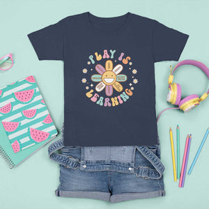 Play Is Learning T Shirt For Kid Teachers Inspirational Retro Groovy Daisy TS11 Navy Print Your Wear