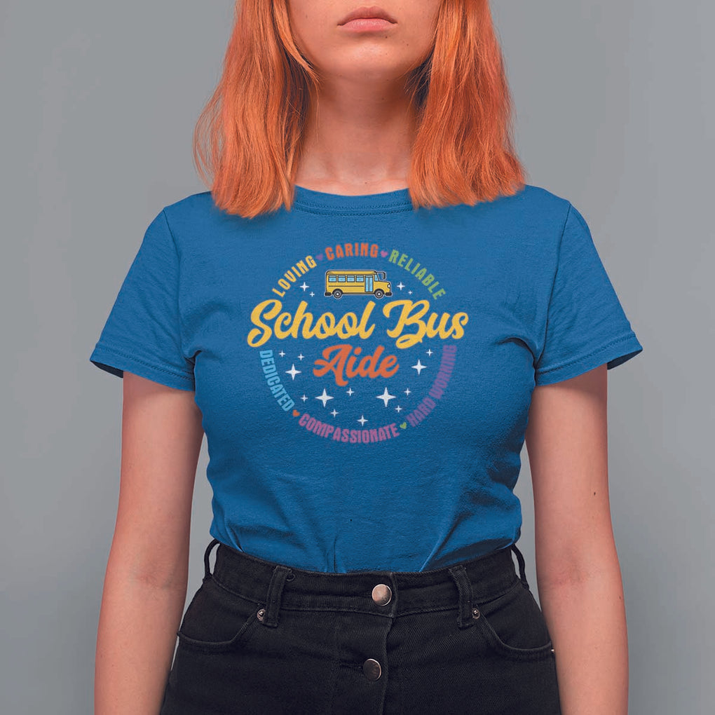 School Bus Aide T Shirt For Women Back To School Matching Group Squad TS11 Royal Blue Print Your Wear