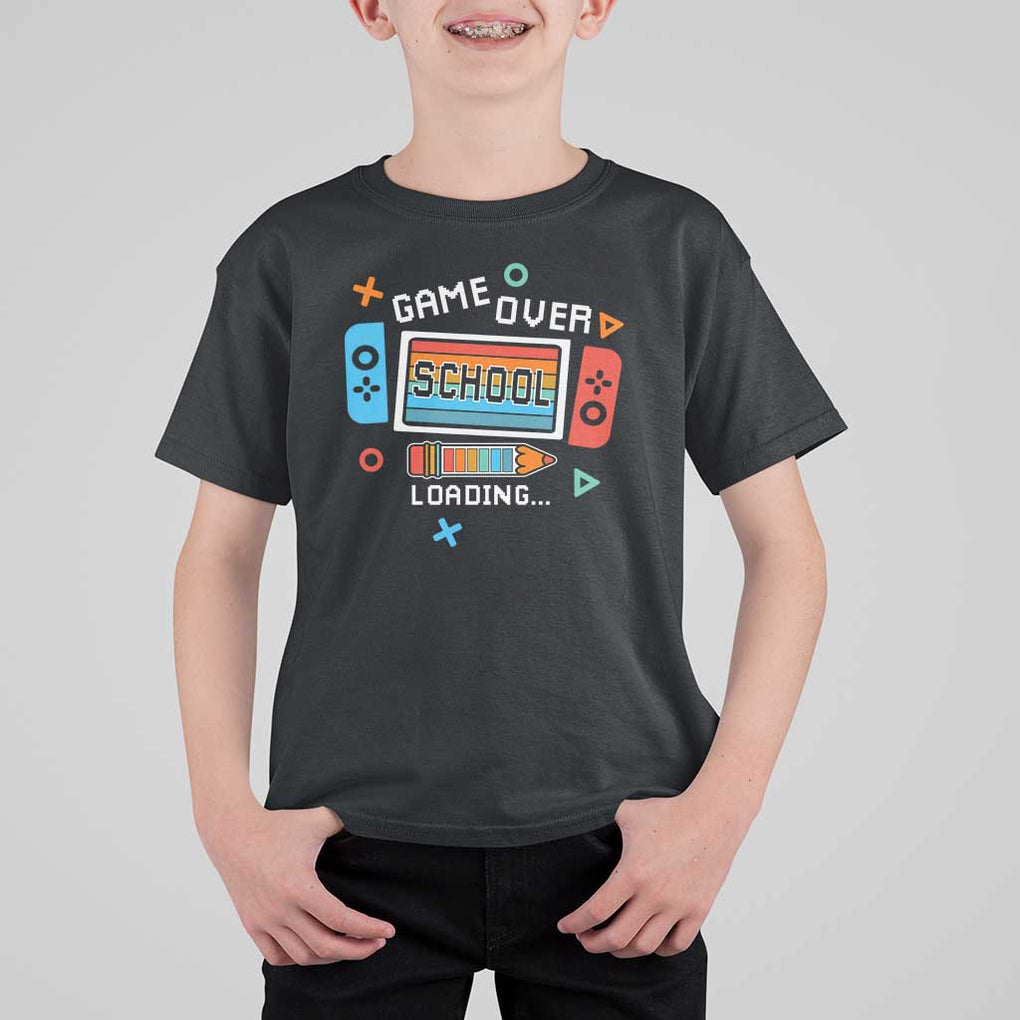 Game Over School Loading T Shirt For Kid Game Console Pencil End Summer TS11 Black Print Your Wear