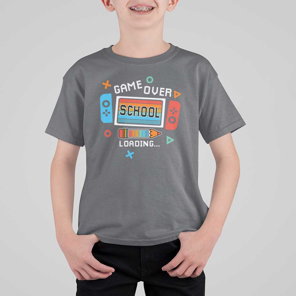 Game Over School Loading T Shirt For Kid Game Console Pencil End Summer TS11 Charcoal Print Your Wear