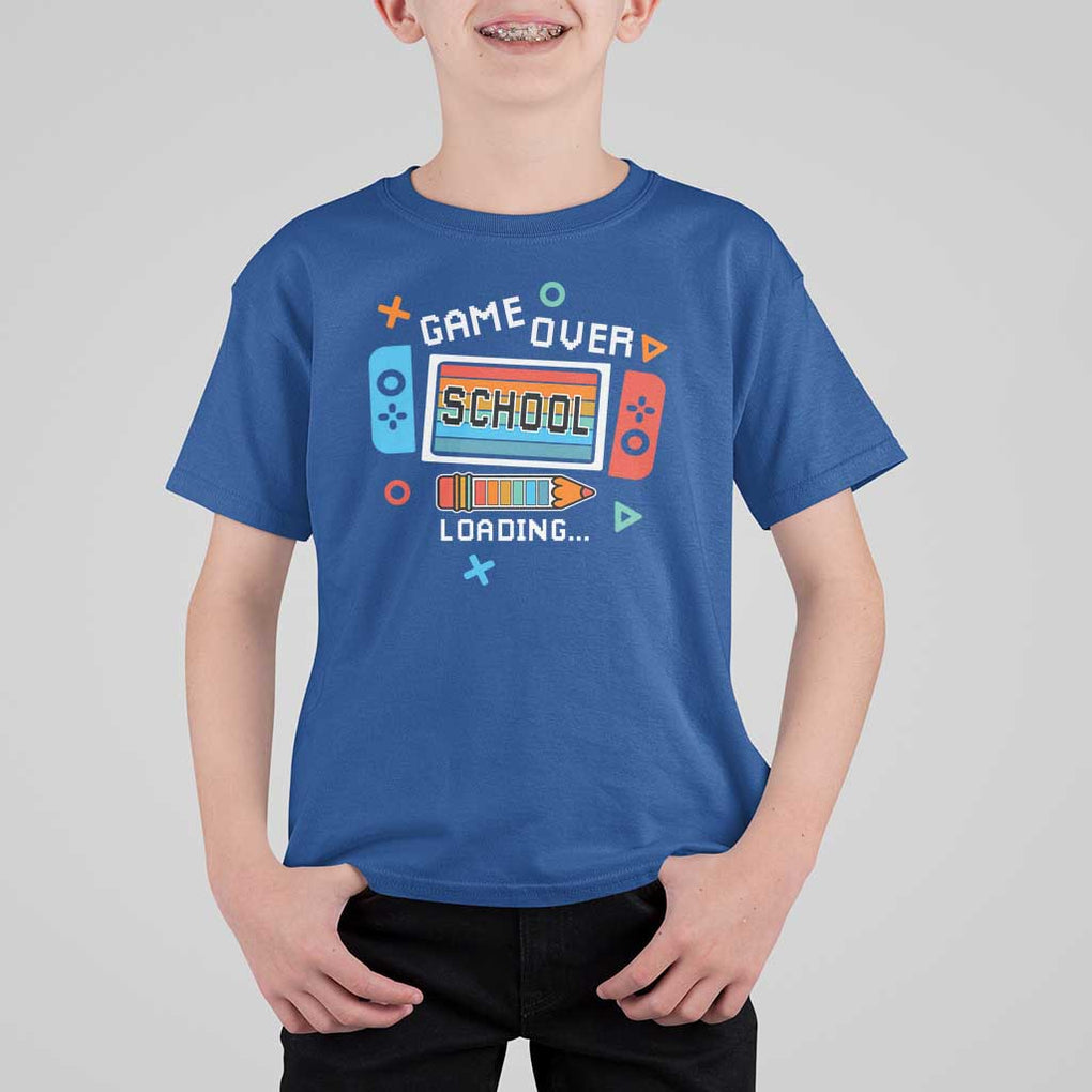 Game Over School Loading T Shirt For Kid Game Console Pencil End Summer TS11 Royal Blue Print Your Wear