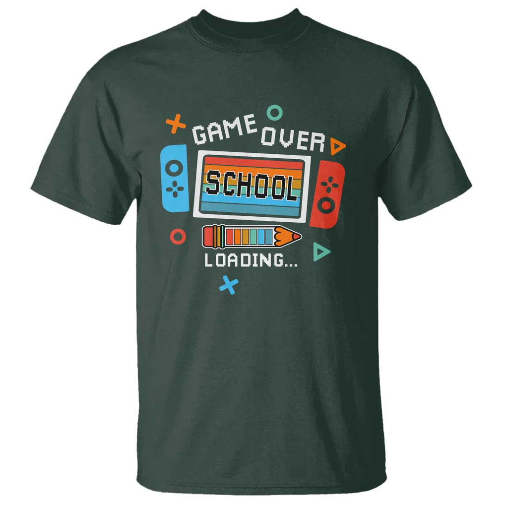 Game Over School Loading T Shirt Game Console Pencil End Summer TS11 Dark Forest Green Print Your Wear
