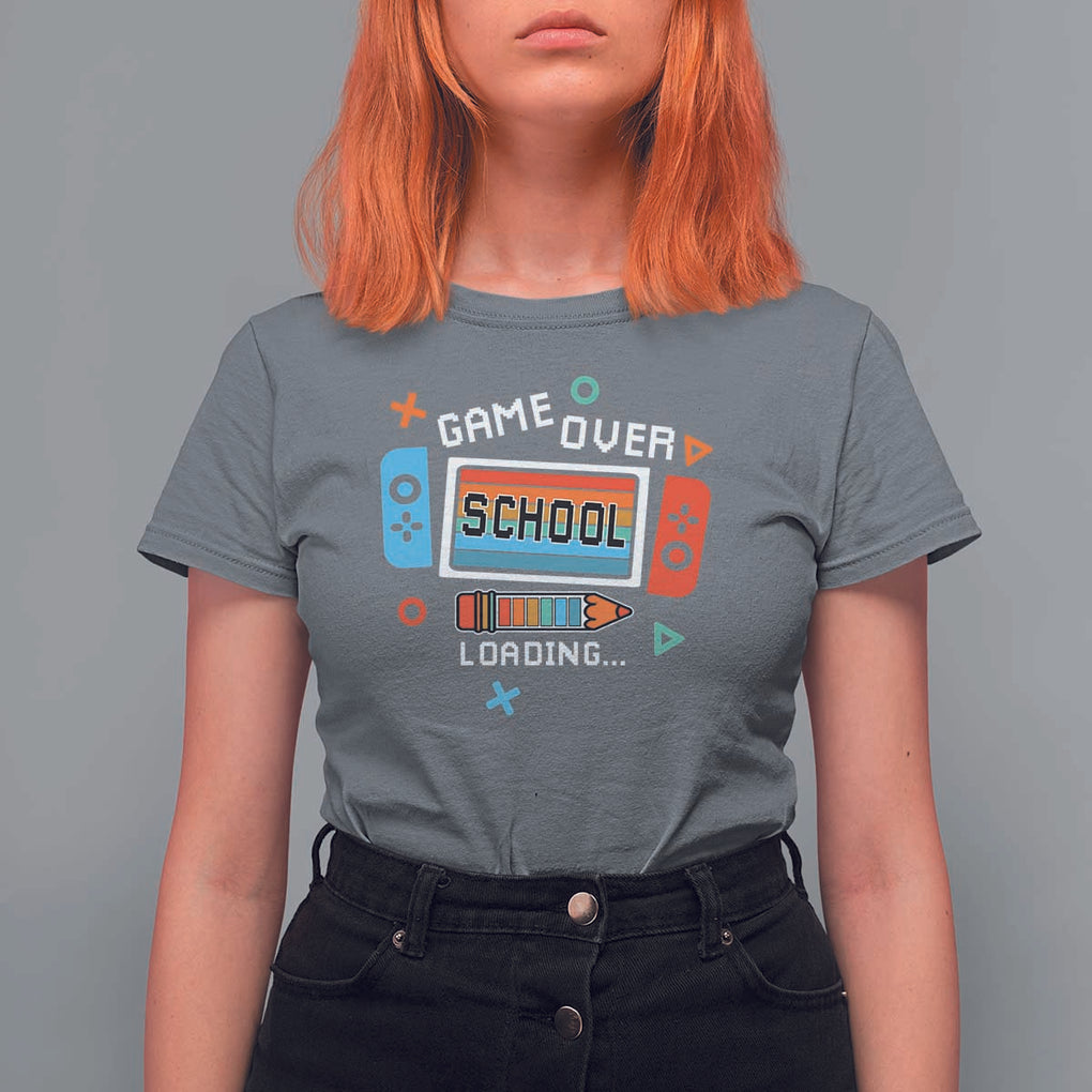 Game Over School Loading T Shirt For Women Game Console Pencil End Summer TS11 Charcoal Print Your Wear