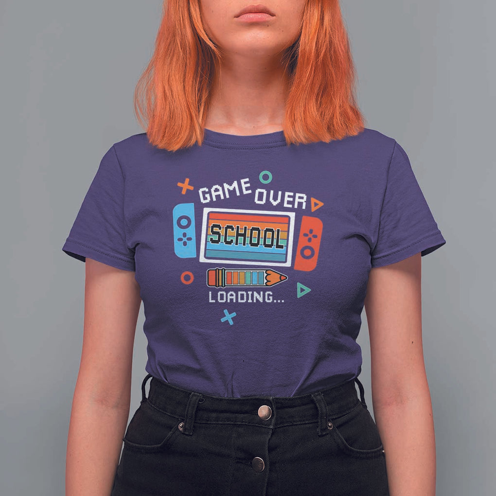 Game Over School Loading T Shirt For Women Game Console Pencil End Summer TS11 Purple Print Your Wear