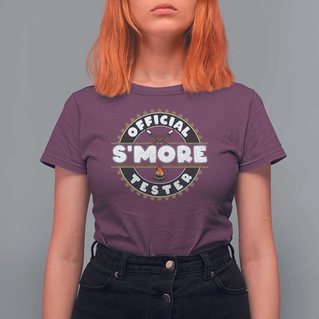 Funny Official Smores Tester T Shirt For Women Camping Chocolate Marshmallow TS11 Maroon Print Your Wear