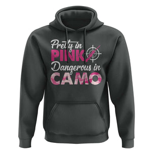 Funny Hunter Hoodie Pretty In Pink Dangerous In Camo Hunting TS11 Dark Heather Print Your Wear