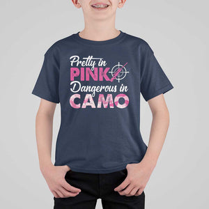 Funny Hunter T Shirt For Kid Pretty In Pink Dangerous In Camo Hunting TS11 Navy Print Your Wear