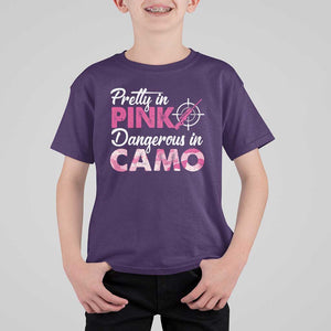 Funny Hunter T Shirt For Kid Pretty In Pink Dangerous In Camo Hunting TS11 Purple Print Your Wear
