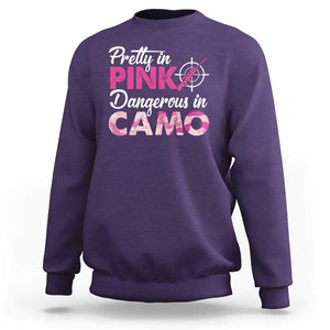 Funny Hunter Sweatshirt Pretty In Pink Dangerous In Camo Hunting TS11 Purple Print Your Wear