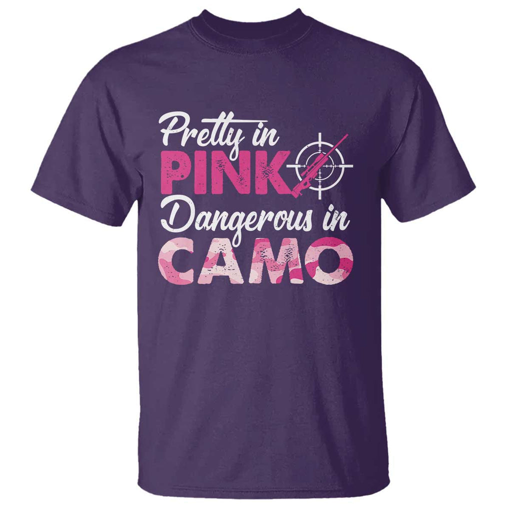 Funny Hunter T Shirt Pretty In Pink Dangerous In Camo Hunting TS11 Purple Print Your Wear