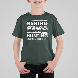 Funny Hunter T Shirt For Kid Fishing And Hunting Father's Day TS11 Dark Forest Green Print Your Wear
