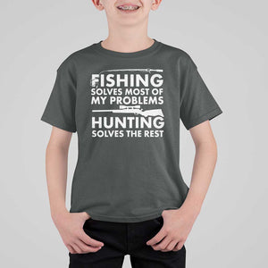 Funny Hunter T Shirt For Kid Fishing And Hunting Father's Day TS11 Dark Heather Print Your Wear