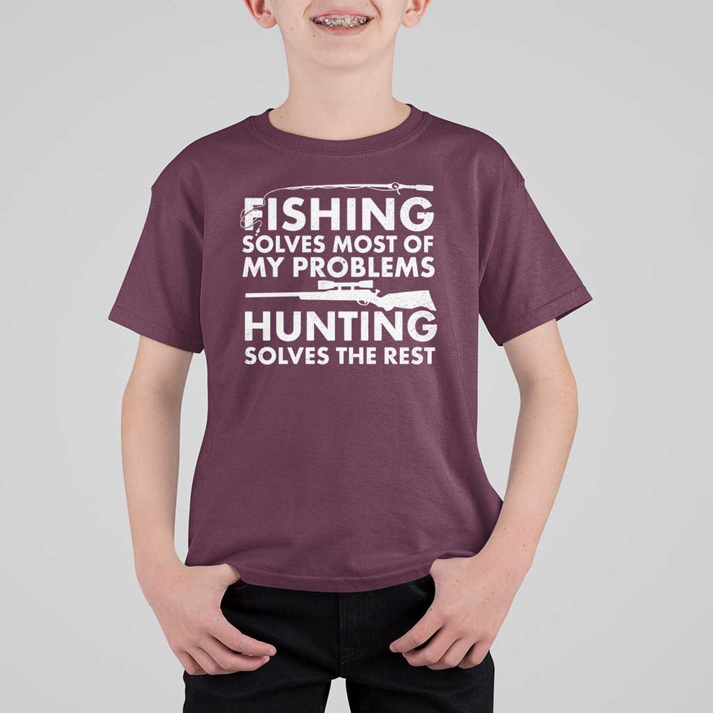 Funny Hunter T Shirt For Kid Fishing And Hunting Father's Day TS11 Maroon Print Your Wear