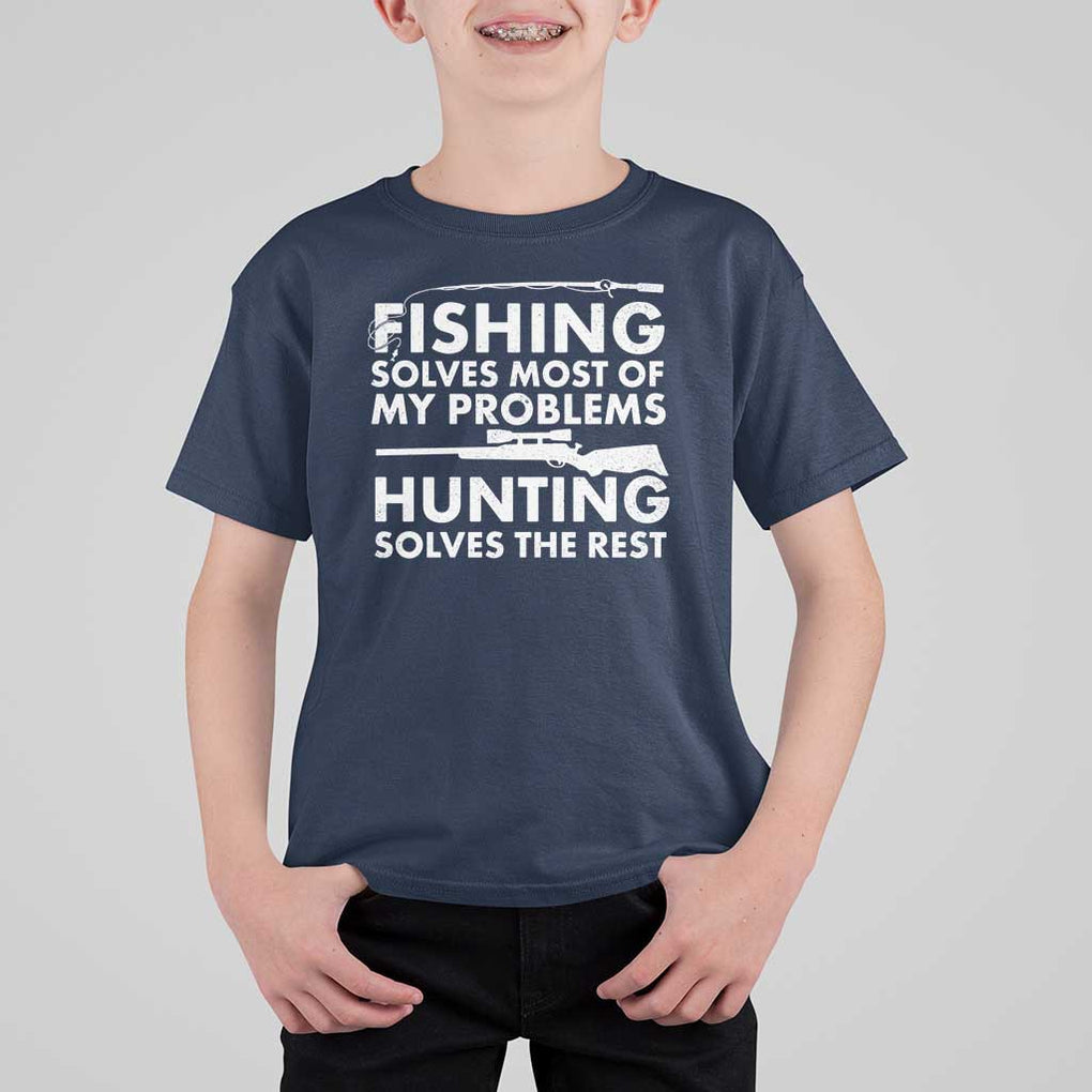 Funny Hunter T Shirt For Kid Fishing And Hunting Father's Day TS11 Navy Print Your Wear