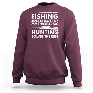Funny Hunter Sweatshirt Fishing And Hunting Father's Day TS11 Maroon Print Your Wear