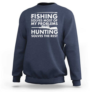 Funny Hunter Sweatshirt Fishing And Hunting Father's Day TS11 Navy Print Your Wear