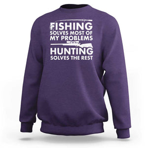 Funny Hunter Sweatshirt Fishing And Hunting Father's Day TS11 Purple Print Your Wear