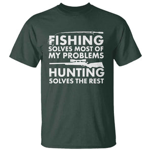 Funny Hunter T Shirt Fishing And Hunting Father's Day TS11 Dark Forest Green Print Your Wear